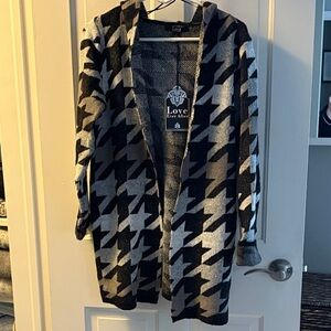 Women's Houndstooth Open Cardigan